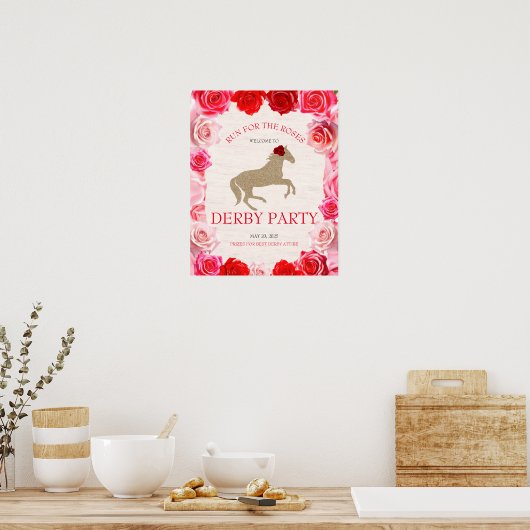 Doe mee aan de Rozen Derby Party Welkom Poster (Keuken)