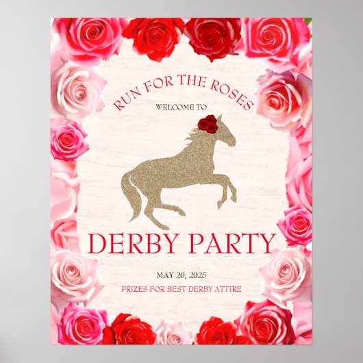 Doe mee aan de Rozen Derby Party Welkom Poster (Voorkant)