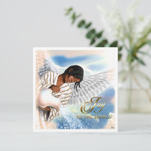 Doe mee aan de wereld. Amerikaanse kerstkerst Feestdagenkaart (Staand voorkant)