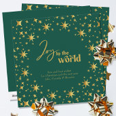 Doe mee aan de Wereld Elegant Green en Gold Stars Feestdagenkaart