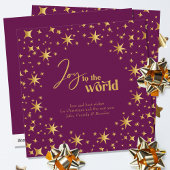 Doe mee aan de Wereld Elegant Plum en Gold Stars Feestdagenkaart