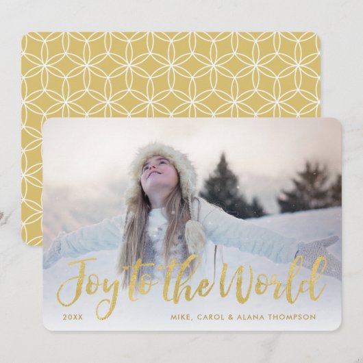 Doe mee aan de wereld | Modern Gold 1 Foto Feestdagenkaart (Voorkant / Achterkant)