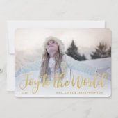 Doe mee aan de wereld | Modern Gold 1 Foto Feestdagenkaart (Voorkant)