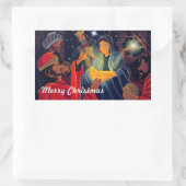 Doe mee aan de wereld. Nativiteitsscène Kerstmis Rechthoekige Sticker (Tas)