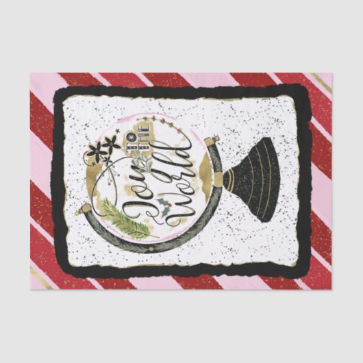 Doe mee aan de Wereldwijde feestdag, roze en rode  Tissuepapier (Voorkant)