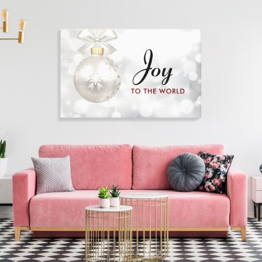 Doe mee aan de World Elegant Silver Kerstbal Canvas Afdruk (Insitu (Woonkamer))
