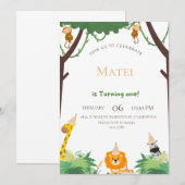 Doe mee aan een wild avontuur - eerste verjaardag kaart (Voorkant / Achterkant)