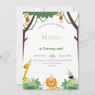 Doe mee aan een wild avontuur - eerste verjaardag kaart