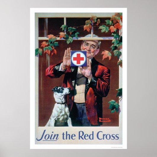 Doe mee aan het Rode Kruis - Man met Dog (US00292) Poster (Voorkant)