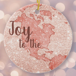 Doe mee aan het Roos Gold Glitter Roze Kerstmis Keramisch Ornament