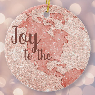 Doe mee aan het Roos Gold Glitter Roze Kerstmis Keramisch Ornament