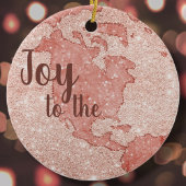 Doe mee aan het Roos Gold Glitter Roze Kerstmis Keramisch Ornament