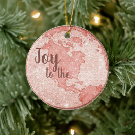 Doe mee aan het Roos Gold Glitter Roze Kerstmis Keramisch Ornament