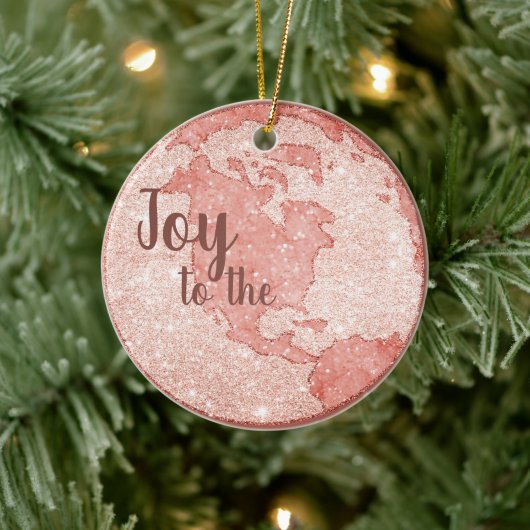 Doe mee aan het Roos Gold Glitter Roze Kerstmis Keramisch Ornament (Boom)
