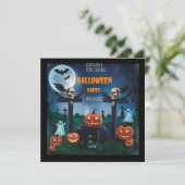 "Doe mee aan het Spooky Night Cemetery Halloween F Kaart (Staand voorkant)