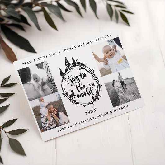 Doe mee aan het woord | Multifoto zwart-wit Feestdagenkaart