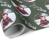 Doe mee aan het World Script Round Photos Green Cadeaupapier (Rol Hoek)