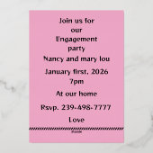 Doe mee aan ons verlovingsfeest folie feestdagenkaart (Achterkant)