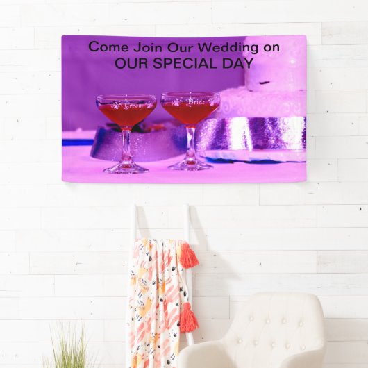 Doe mee aan onze bruiloft op onze speciale dag. spandoek (Insitu)
