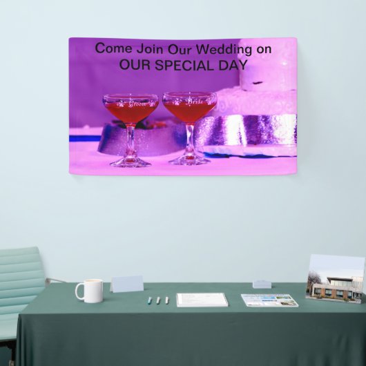 Doe mee aan onze bruiloft op onze speciale dag. spandoek (Beurs)