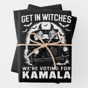 Doe mee Heksen We Stemmen op Kamala Halloween Inpakpapier Vel