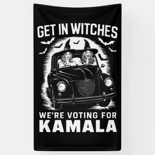 Doe mee Heksen We Stemmen op Kamala Halloween Spandoek (Verticaal)