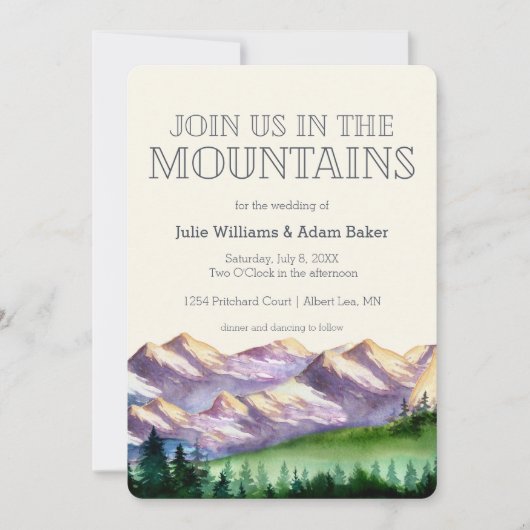 Doe mee in de bergen | Rustic Wedding Kaart (Voorkant)