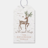 Doe mee in de eenvoudige dingen Birch Bark Woodgra Cadeaulabel (Voorkant)