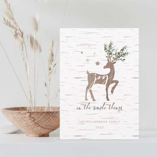 Doe mee in de eenvoudige dingen Birch Bark Woodgra Feestdagenkaart