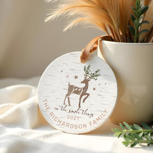 Doe mee in de eenvoudige dingen Birch Bark Woodgra Keramisch Ornament