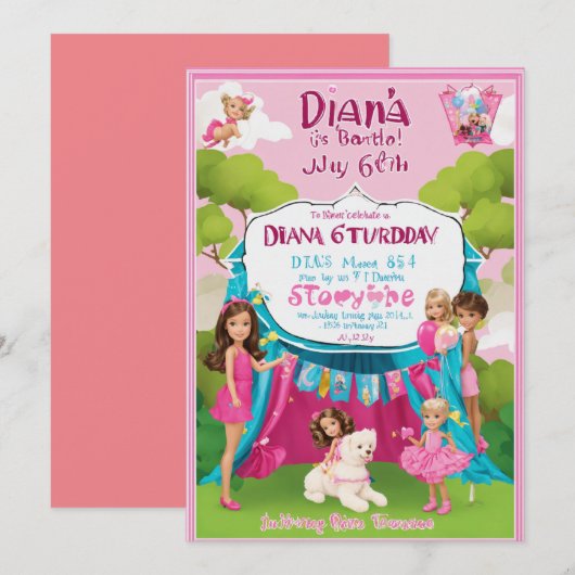 Doe mee met de Fun: Kids Birthday Invitation Kaart (Voorkant / Achterkant)