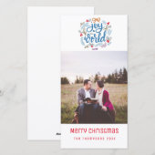 Doe mee met de kerstfotokaart van het wereldschrif feestdagenkaart (Voorkant / Achterkant)