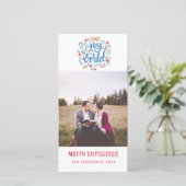 Doe mee met de kerstfotokaart van het wereldschrif feestdagenkaart (Staand voorkant)