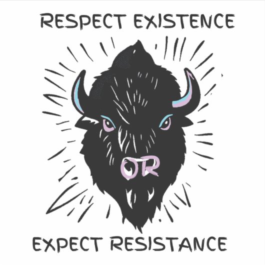 Doe mee met de kudde. extra kleine bizon sticker (Voorkant)