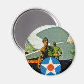 Doe mee met de luchtdienst ~ Geef 'Er het Pistool Magneet (Voorkant / Achterkant)