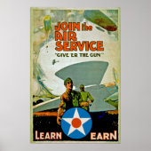Doe mee met de luchtdienst ~ Geef 'Er het Pistool Poster (Voorkant)