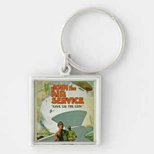 Doe mee met de luchtdienst ~ Geef 'Er het Pistool Sleutelhanger