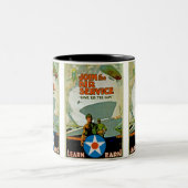 Doe mee met de luchtdienst ~ Geef 'Er het Pistool Tweekleurige Koffiemok (Center)