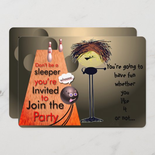 Doe mee met de party bowling uitnodiging (Voorkant / Achterkant)