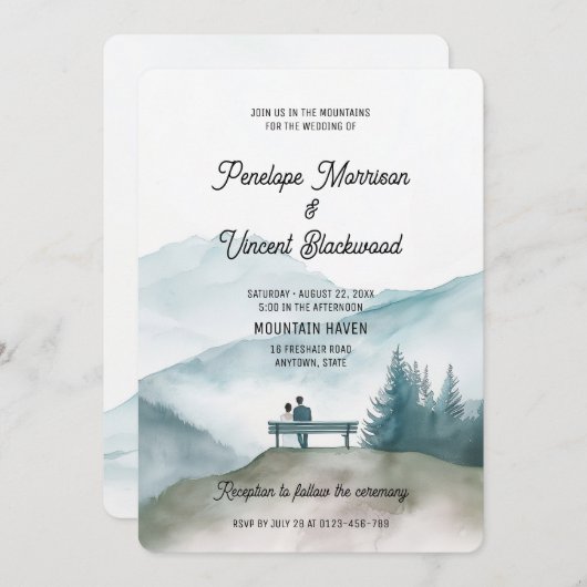 Doe mee met de uitnodiging voor de bergen (Voorkant / Achterkant)