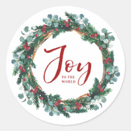 Doe mee met de World Evergreen Wreath Kerstmis Ronde Sticker