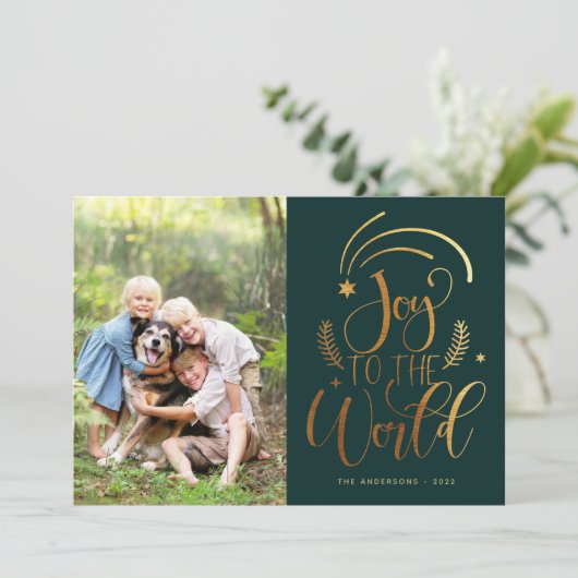 Doe mee met de World Green Gold Photo met Kerstmis Feestdagenkaart (Staand voorkant)