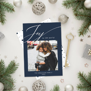 Doe mee met de World KerstPhoto Navy Holiday Card Feestdagenkaart