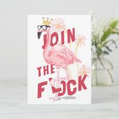 Doe mee met de zwerm leuke roze flamingo verjaarda kaart (Staand voorkant)