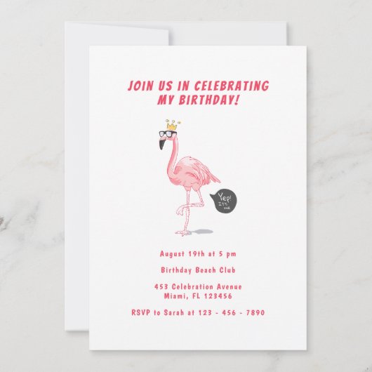 Doe mee met de zwerm leuke roze flamingo verjaarda kaart (Achterkant)