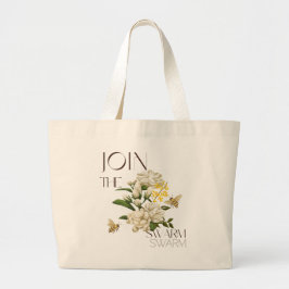 Doe mee met de zwerm Vintage honingbij voor zorgve Grote Tote Bag