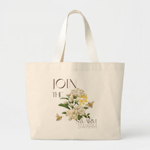 Doe mee met de zwerm Vintage honingbij voor zorgve Grote Tote Bag