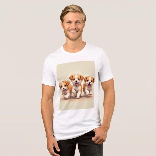 Doe mee met drie Schattigee Puppies!! Tri-Blend Shirt (Voorkant volledig)
