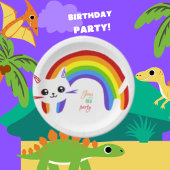 Doe mee met het feest, Cat Schattige Rainbow Paper Papieren Bordje