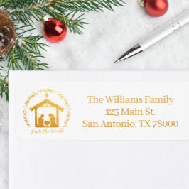 Doe mee met het World Gold Natitivity Return-adres Etiket